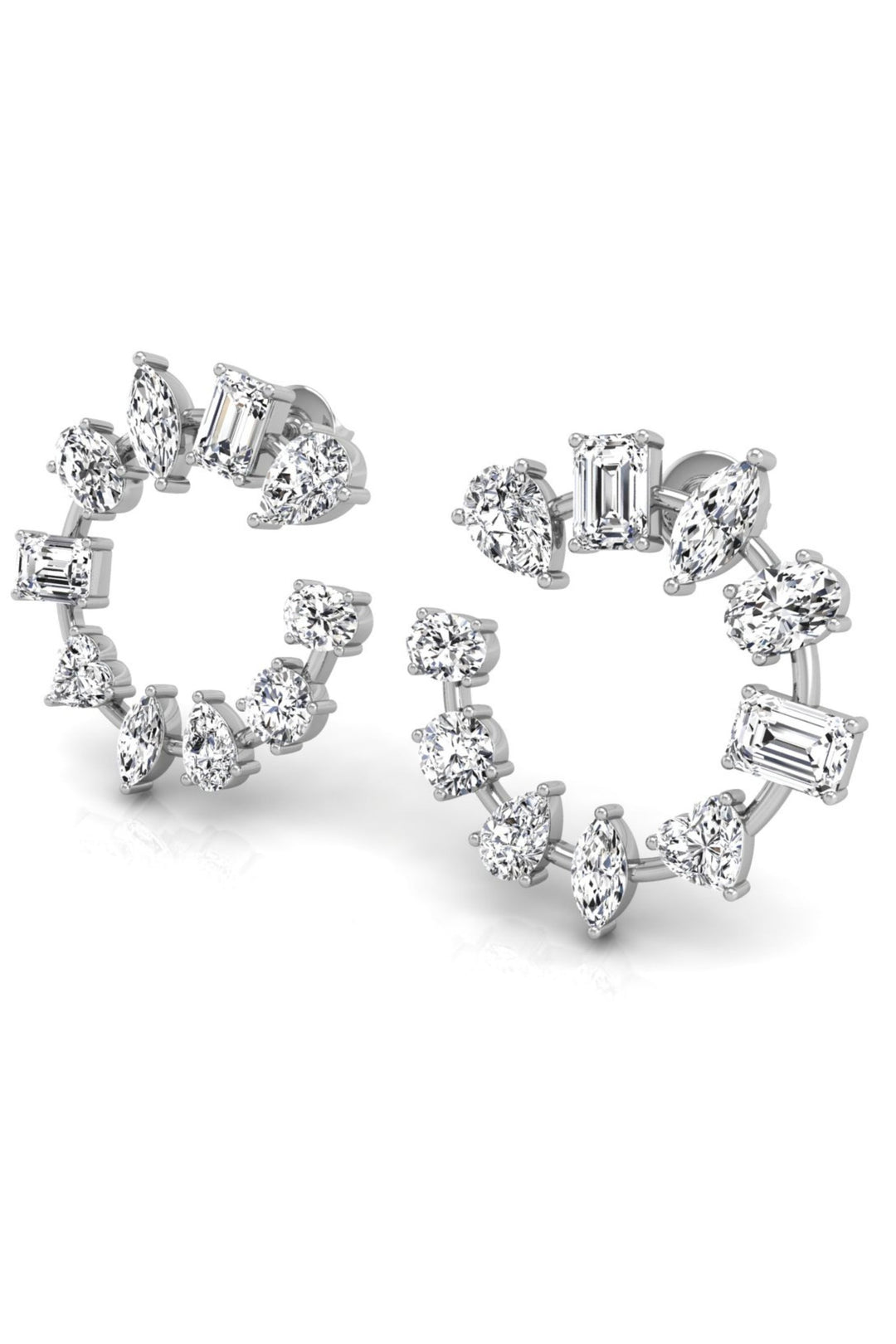 Multi Shaped Diamond Moissanite Round Earrings for Women