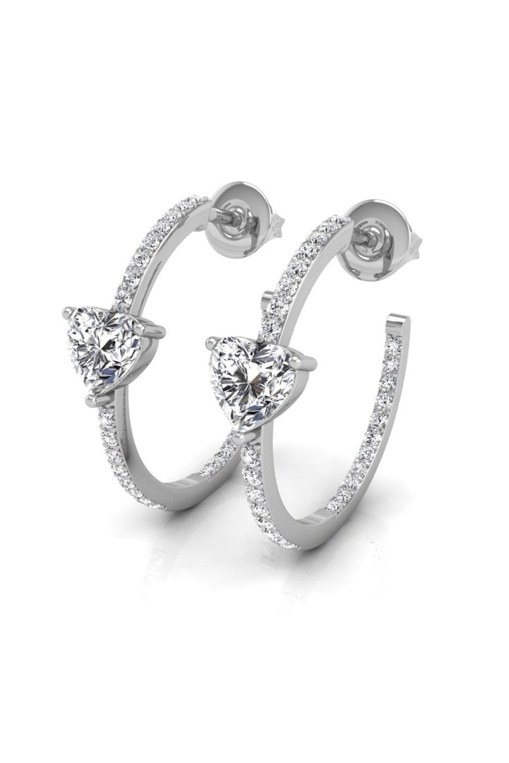 Heart & Round Cut Hoop Moissanite Diamond Earrings for Women