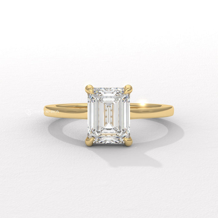 2.0CT-3.0CT Emerald Moissanite Diamond Hidden Halo Engagement Ring