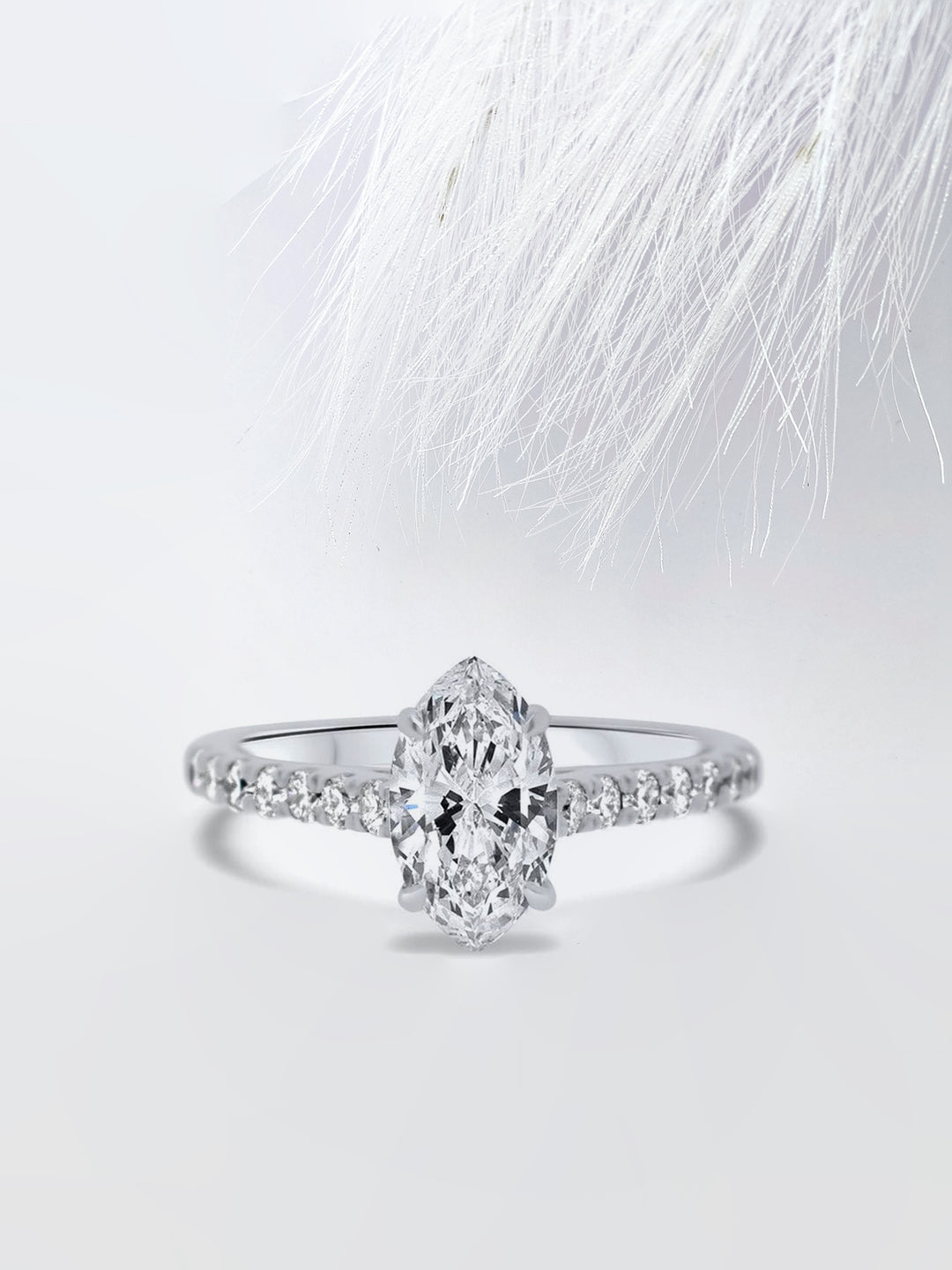 Marquise Cut Pave Moissanite Diamond Engagement Ring