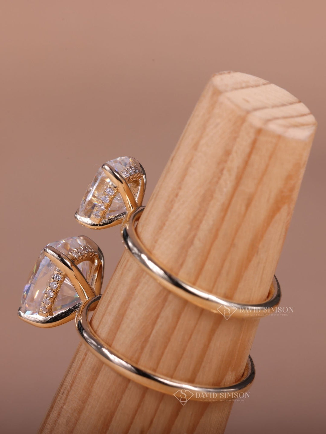 1.50CT-2.50CT Cushion Cut Moissanite Diamond Hidden Halo Engagement Ring