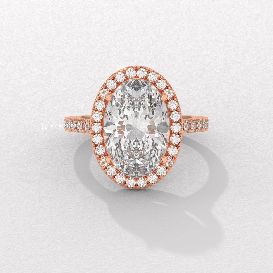 2.0CT-3.0CT Oval Halo Moissanite Diamond Engagement Ring