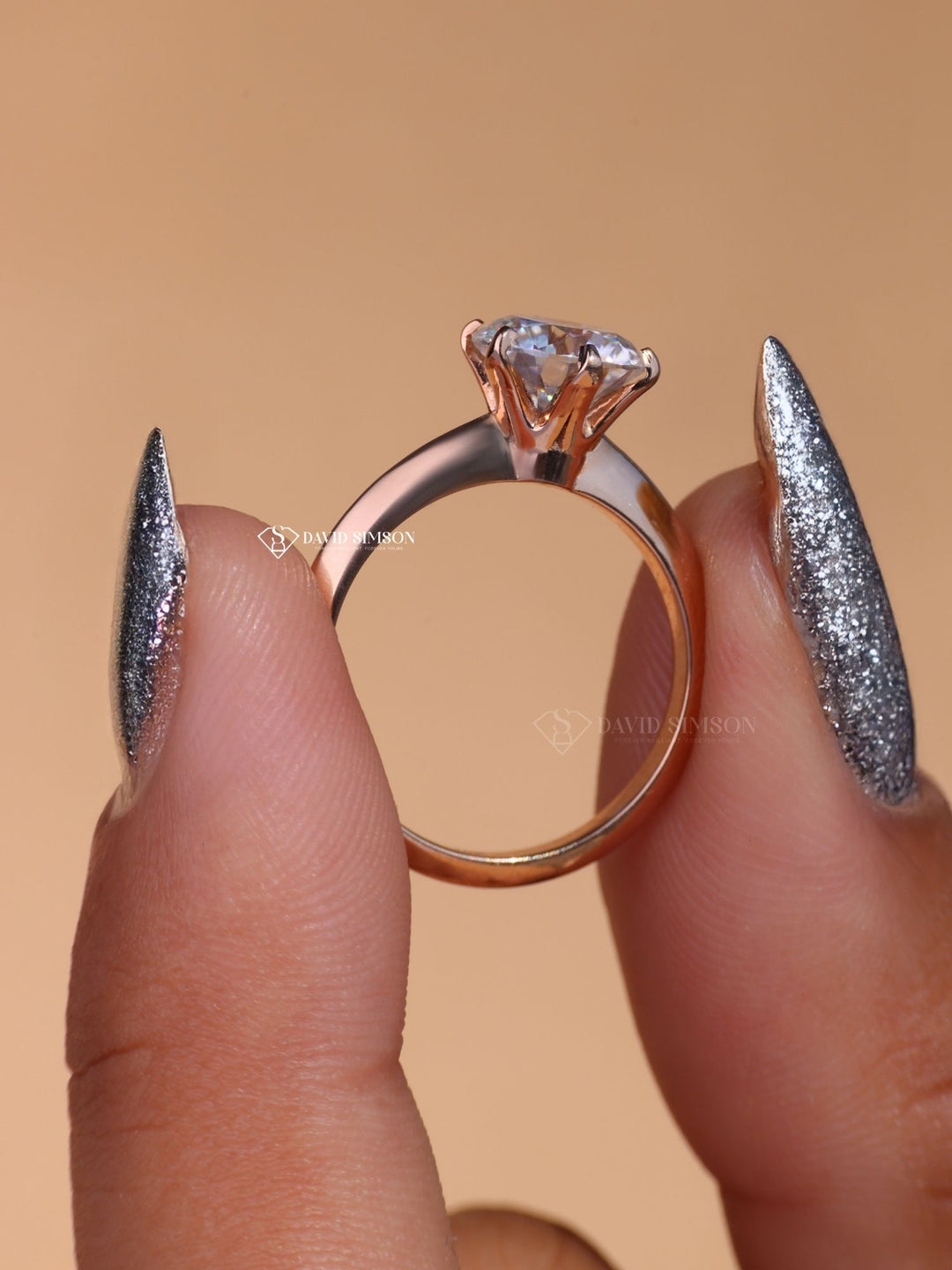 1.50CT-2.50CT Round Cut Moissanite Diamond Solitaire Engagement Ring