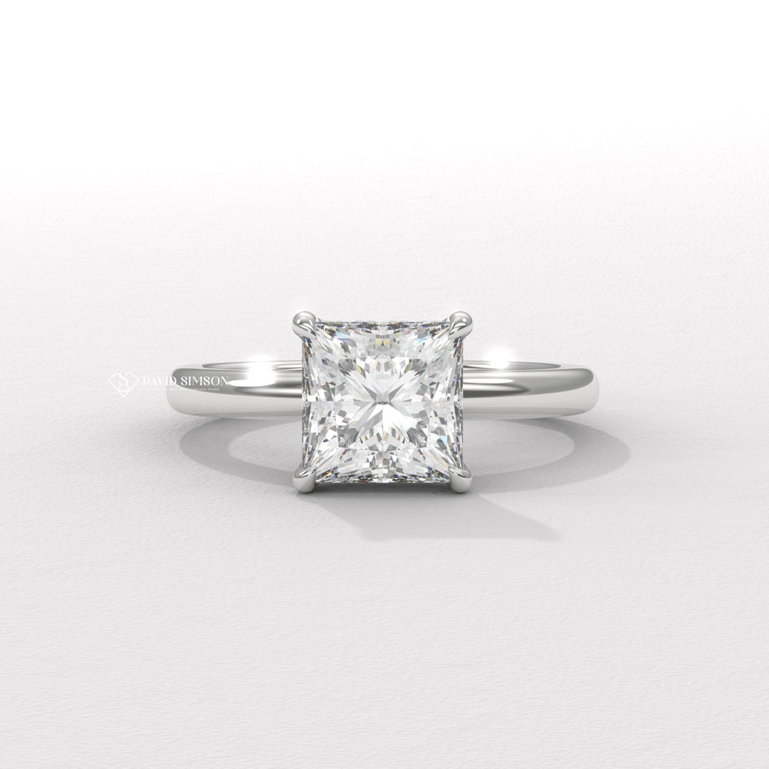 2.0CT-3.0CT Princess Moissanite Solitaire Hidden Halo Diomond Engagement Ring