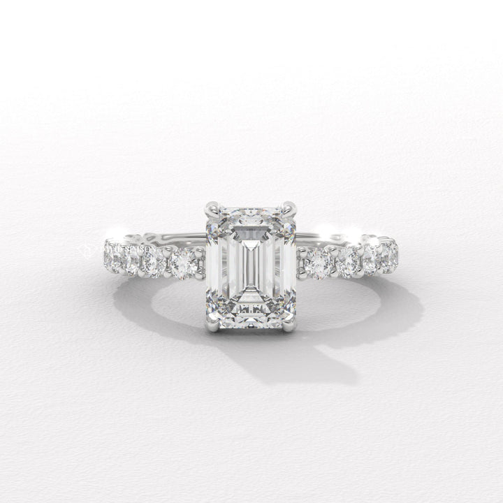 2CT-3CT Emerald Moissanite Diamond Unique Pave Engagement Ring