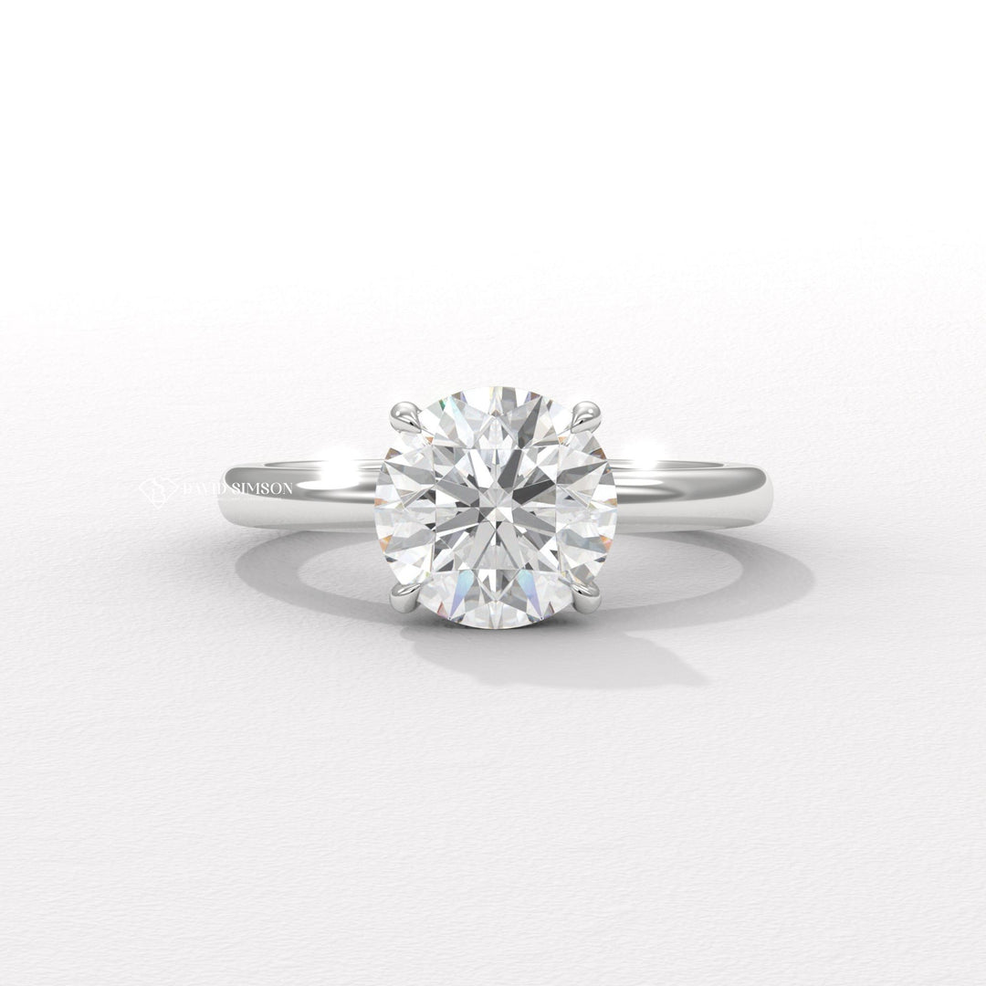 2.50CT-3.50CT Round Moissanite Solitaire Diomond Hidden Halo Engagement Ring