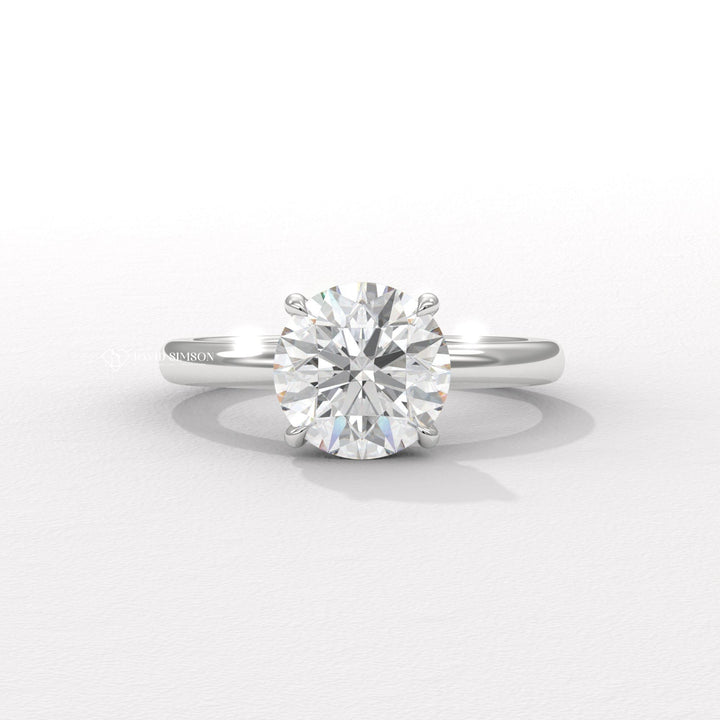 2.50CT-3.50CT Round Moissanite Solitaire Diomond Hidden Halo Engagement Ring