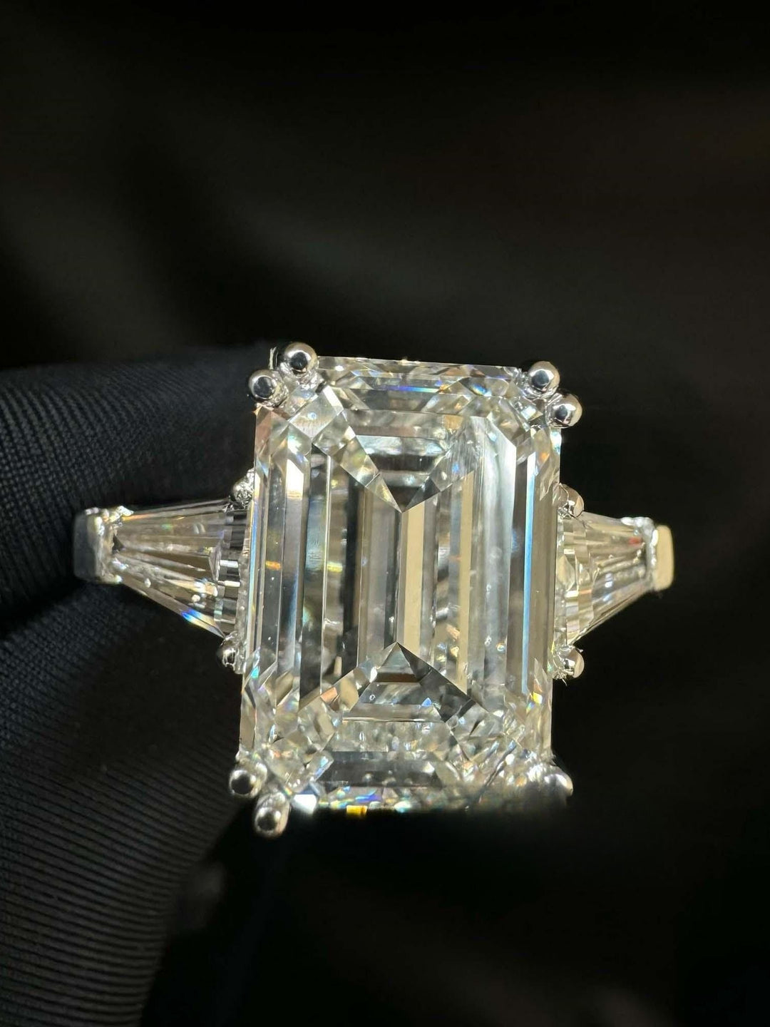 Emerald Cut Three Stone Diamond Elizabeth Taylor Engagement