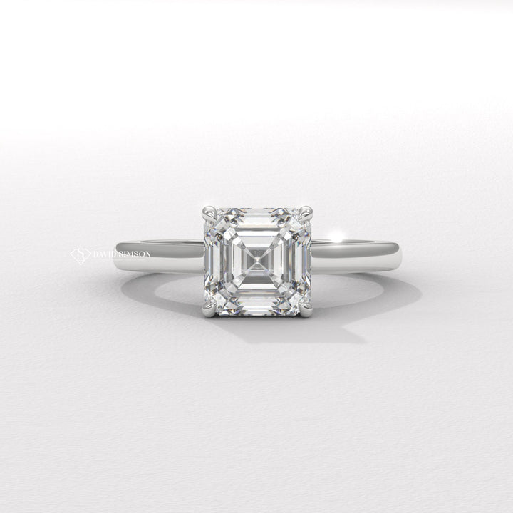 2.50CT-3.50CT Asscher Moissanite Diamond Bridge Set Engagement Ring