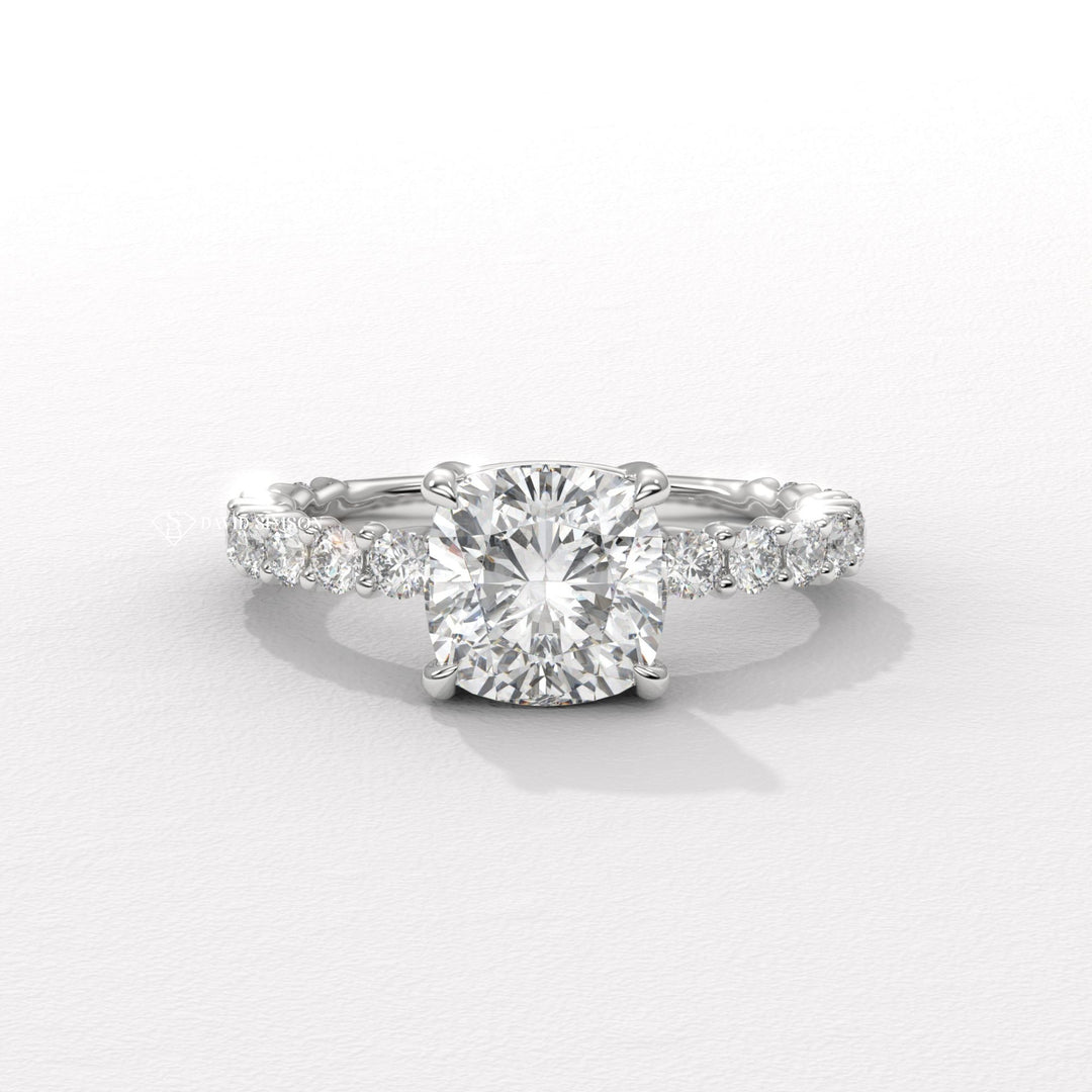 1.50CT-2.50CT Cushion Moissanite Diamond Pave Engagement Ring