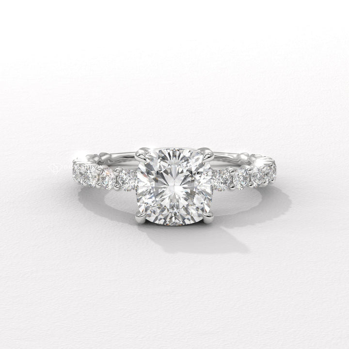 1.50CT-2.50CT Cushion Moissanite Diamond Pave Engagement Ring
