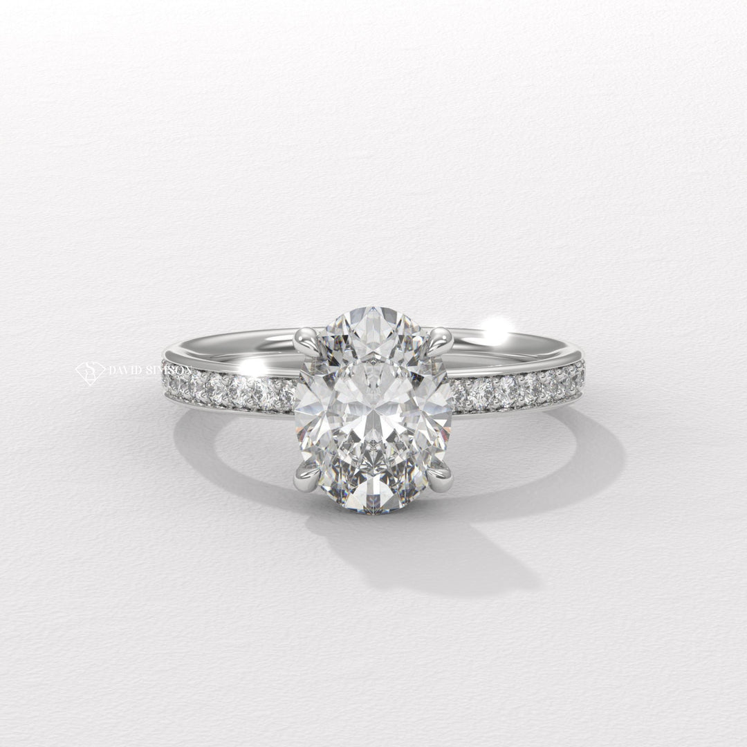 2.50CT-3.50CT Oval Moissanite Diamond Channel Set Pave Engagement Ring