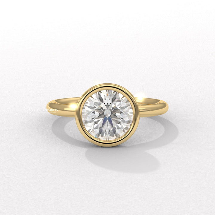 3.0CT-5.0CT Bezel Set Round Moissanite Diamond Engagement Ring