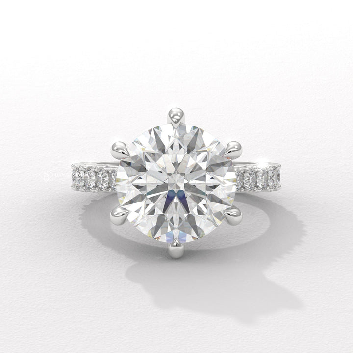 2.0CT-4.0CT Round Moissanite Cathedral Pave Diamond Engagement Ring