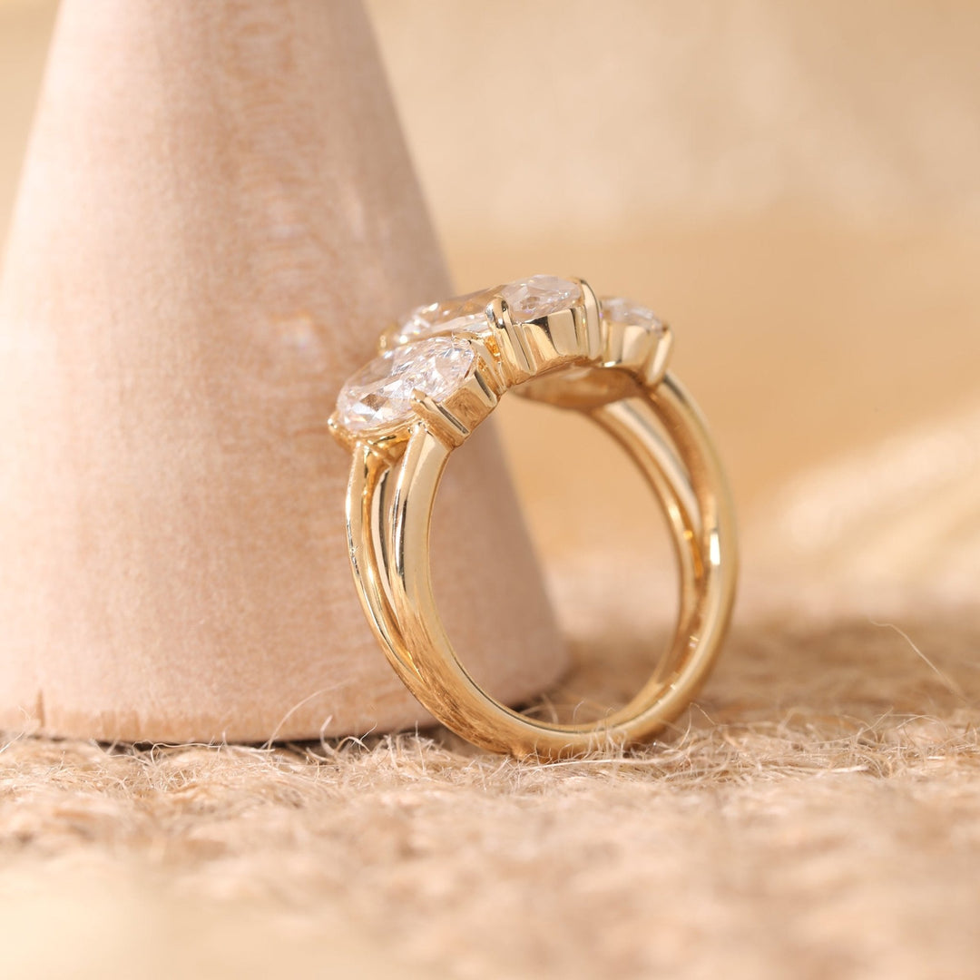 Oval Diamond Alternative
Three Stone Moissanite
Vintage Oval Ring
Old Mine Cut Bridal
Past Present Future Ring
Eco Friendly Jewelry
Lab Grown Moissanite
