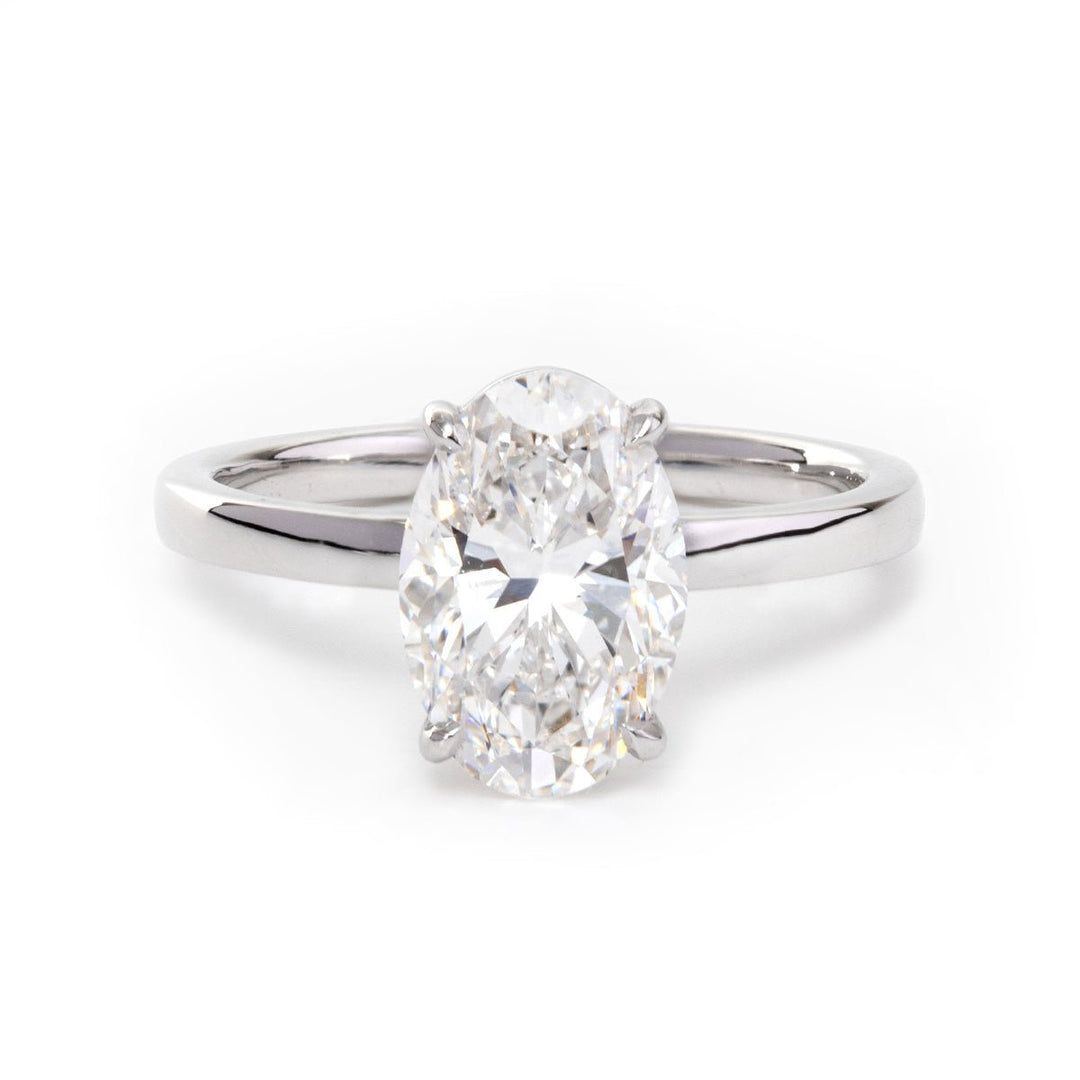 Lab Created Oval Moissanite RingOval Moissanite Hidden Halo Solitaire14k Gold Oval Moissanite Engagement Ring