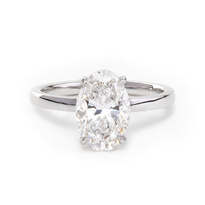 Lab Created Oval Moissanite RingOval Moissanite Hidden Halo Solitaire14k Gold Oval Moissanite Engagement Ring