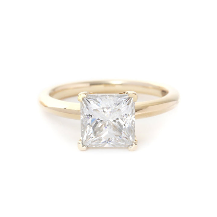 14k Gold Princess Cut SolitaireLarge Princess Cut Diamond on HandMinimalist Princess Cut Diamond Ring