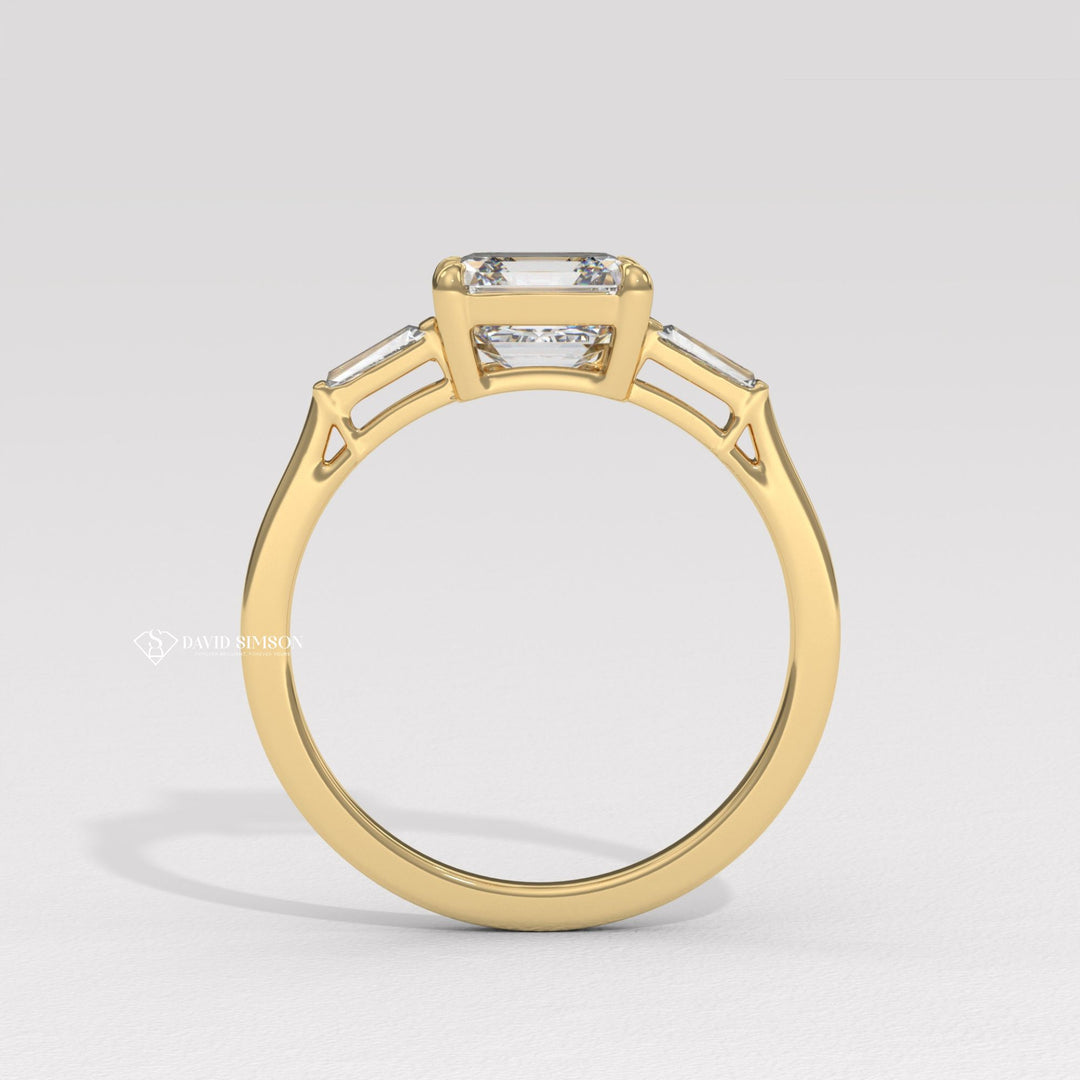 Asscher Cut Engagement Ring
Three Stone Asscher Ring
3 Stone Engagement Ring
Asscher Moissanite Ring