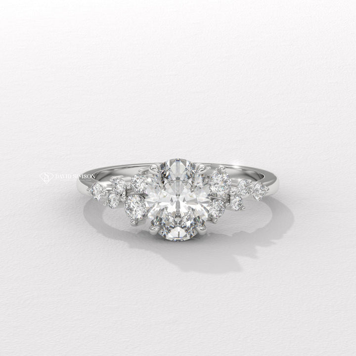 1.50CT-2.50CT Oval Moissanite Diamond Cluster Engagement Ring