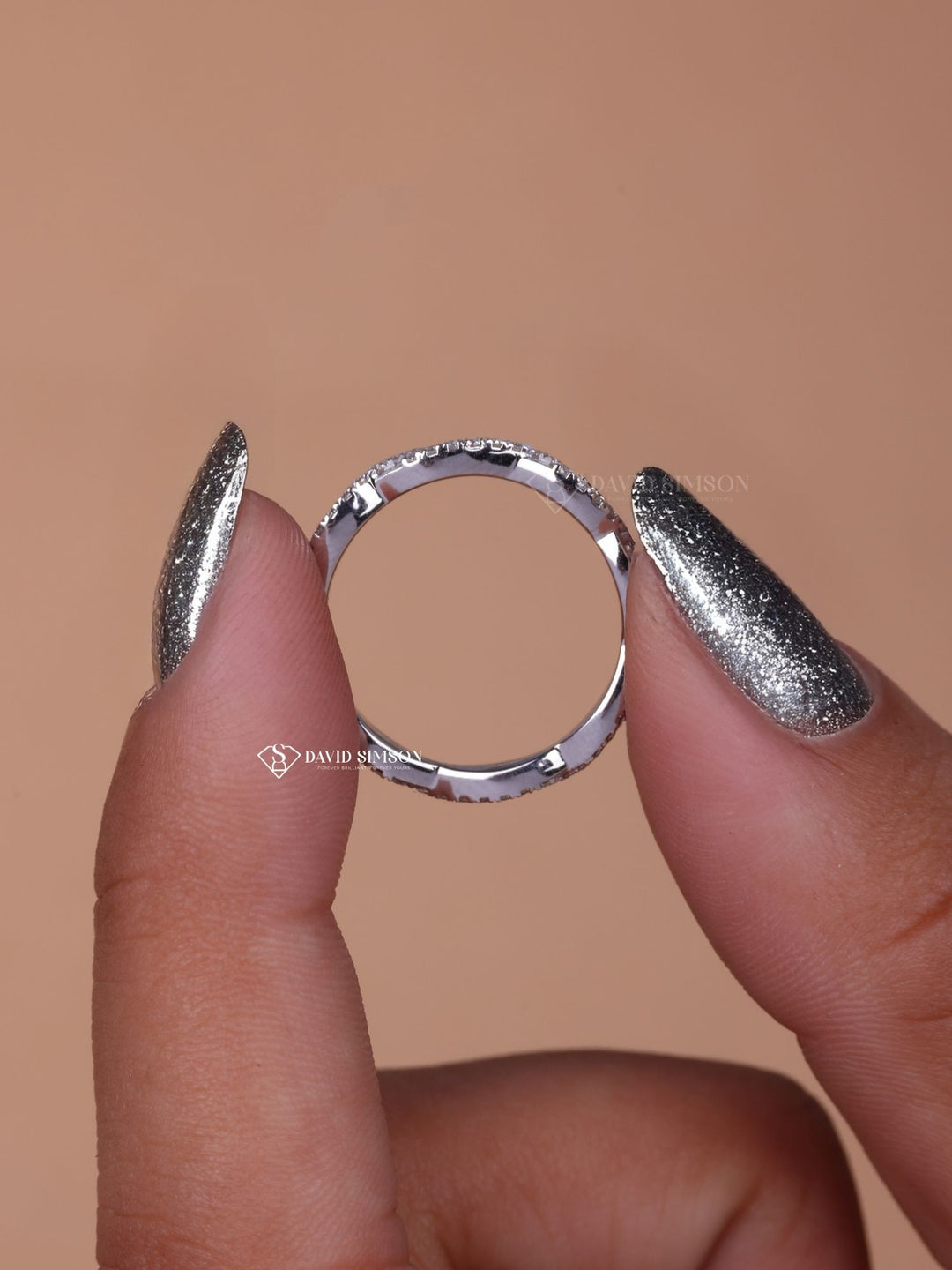 Round Cut Moissanite Full Eternity Diamond Twisted Wedding Band