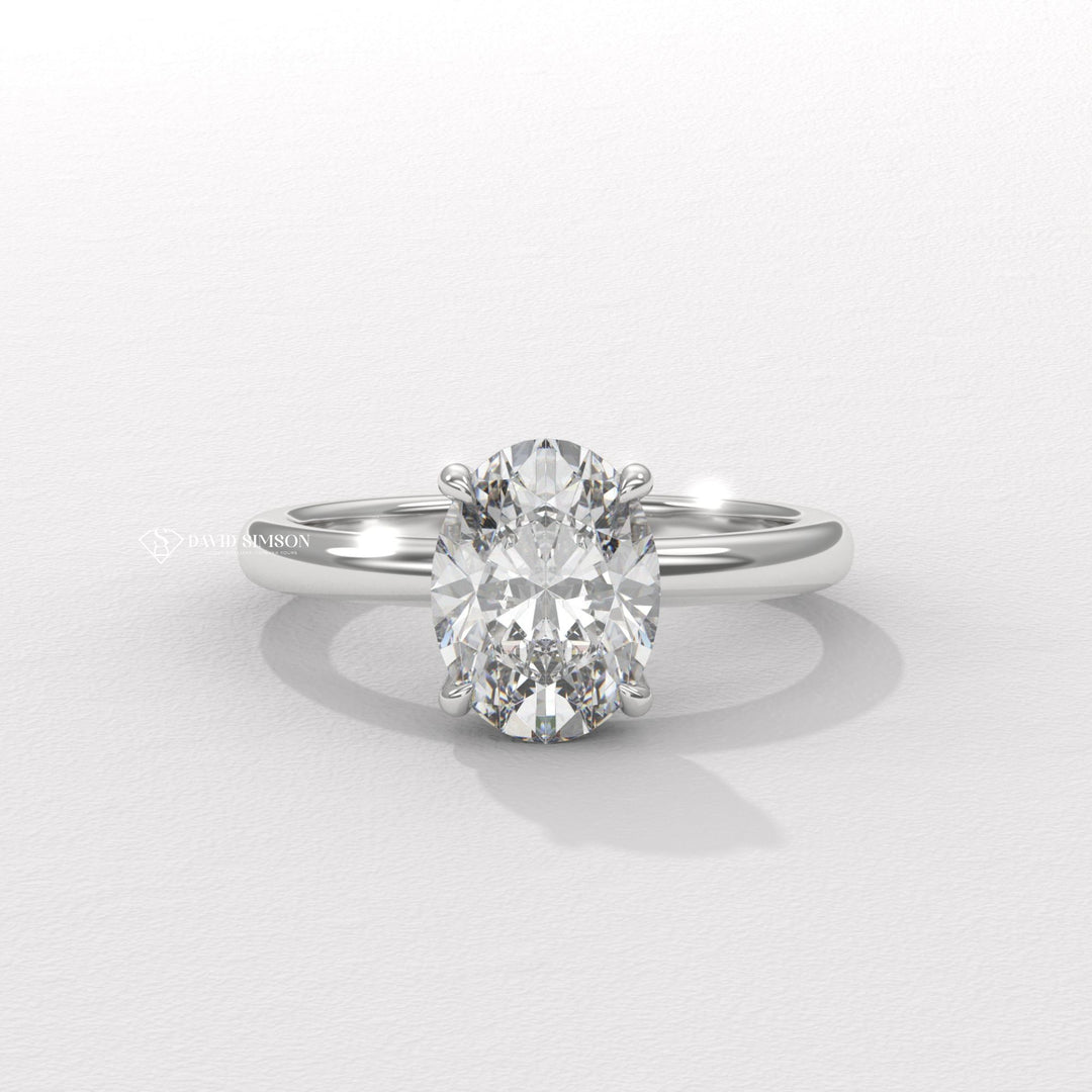 2.0CT-3.0CT Oval Moissanite Diomond Hidden Halo Solitaire Engagement Ring