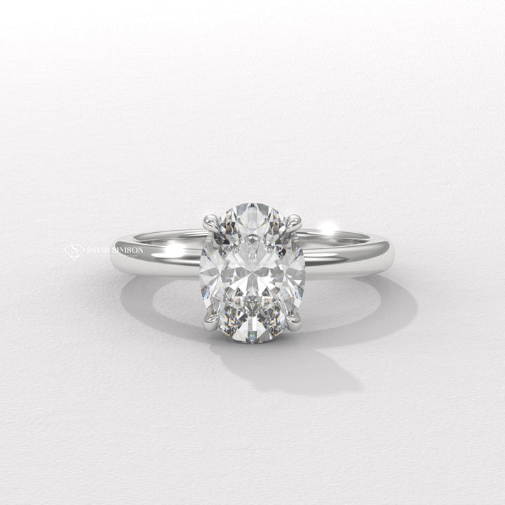 2.0CT-3.0CT Oval Moissanite Diomond Hidden Halo Solitaire Engagement Ring