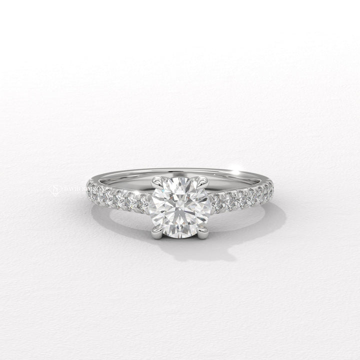 1.0CT-2.0CT Round Moissanite Diamond Pave Engagement Ring