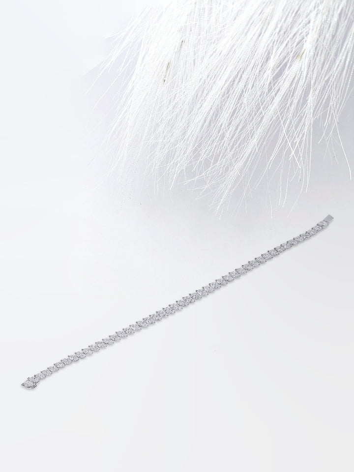 Marquise Cut Moissanite Diamond Tennis Bracelet in White Gold