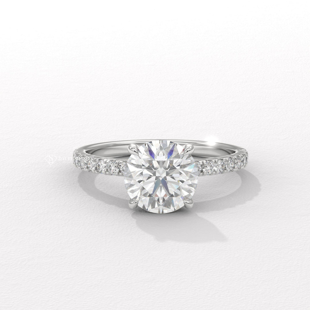 1.50CT-2.50CT Round Moissanite Pave Diamond Engagement Ring