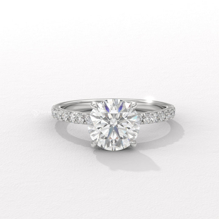 1.50CT-2.50CT Round Moissanite Pave Diamond Engagement Ring