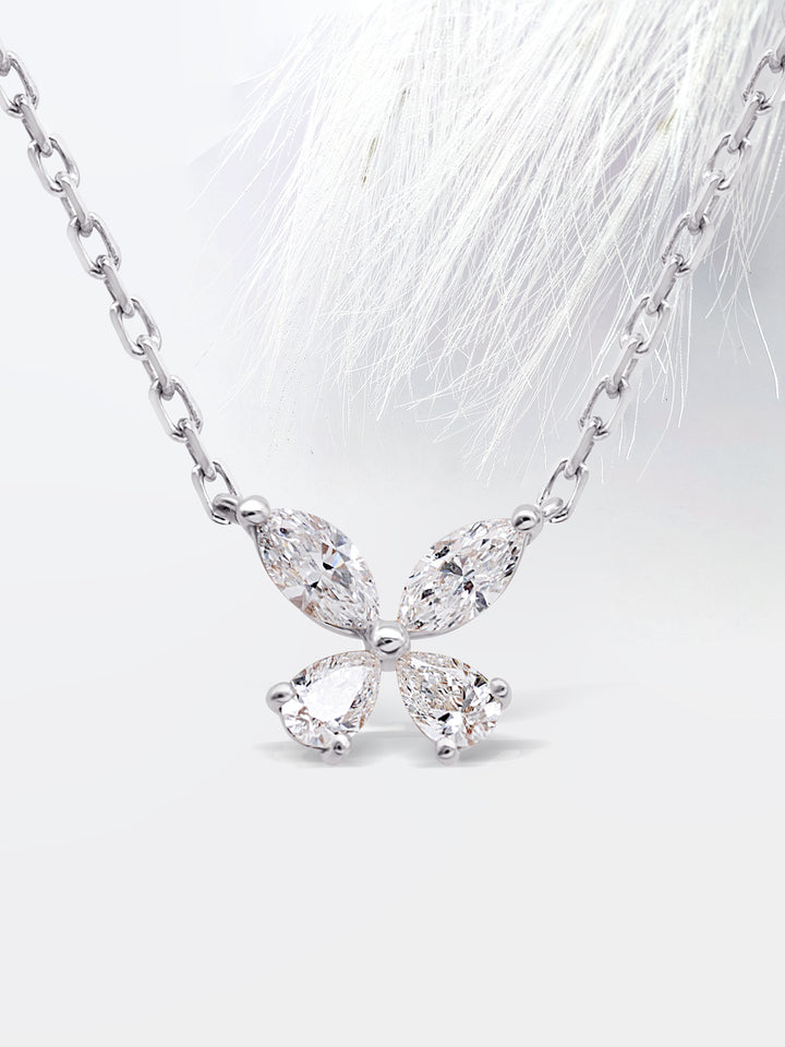 Marquise Cut Moissanite Diamond Butterfly Necklace for Women