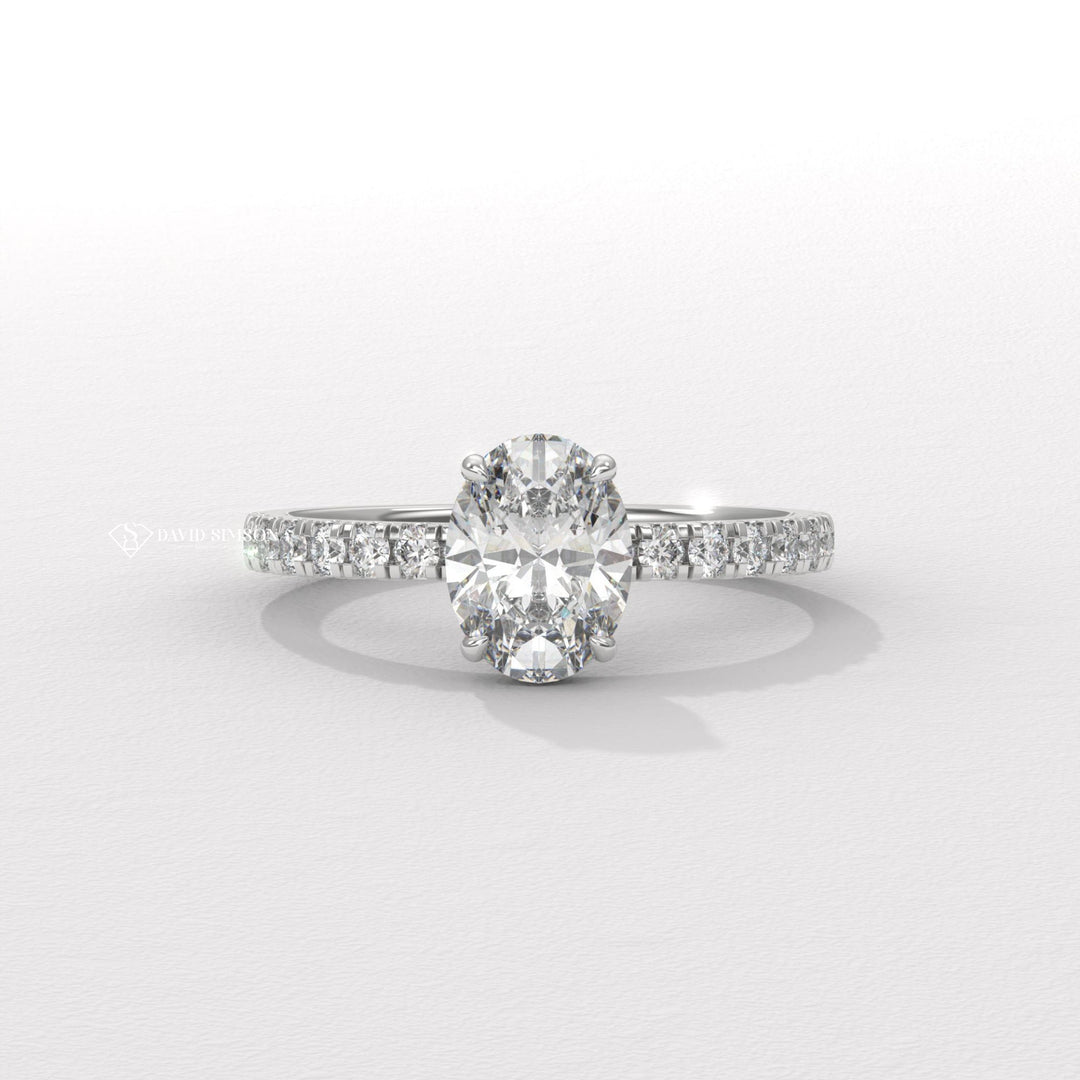 2.0CT-3.0CT Oval Moissanite Diamond Hidden Halo Engagement Ring