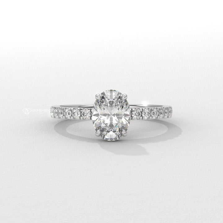 2.0CT-3.0CT Oval Moissanite Diamond Hidden Halo Engagement Ring