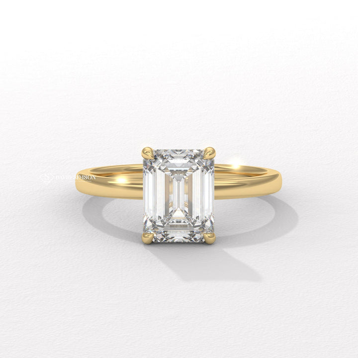1.50CT-2.50CT Emerald Solitaire Moissanite Diamond Engagement Ring