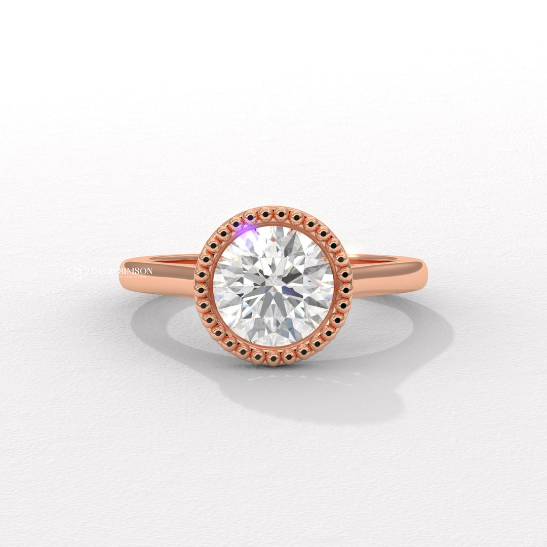 2.0CT-4.0CT Bezel Set Round Moissanite Diamond Vintage Engagement Ring
