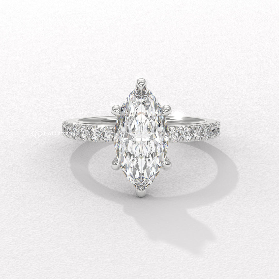 2.0CT-3.0CT Marquise Hidden Halo Moissanite Diamond Engagement Ring