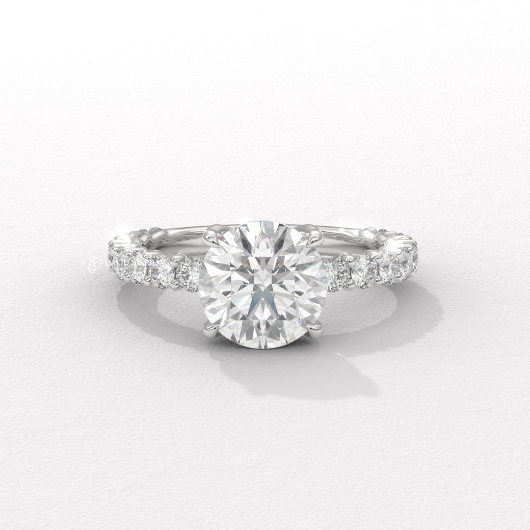 1.50CT-2.50CT Round Moissanite Diamond Pave Engagement Ring