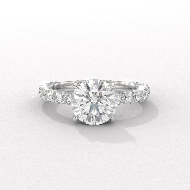 1.50CT-2.50CT Round Moissanite Diamond Pave Engagement Ring