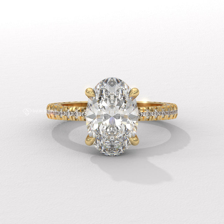 3.0CT-4.0CT Oval Moissanite Diamond Micro Pave Engagement Ring