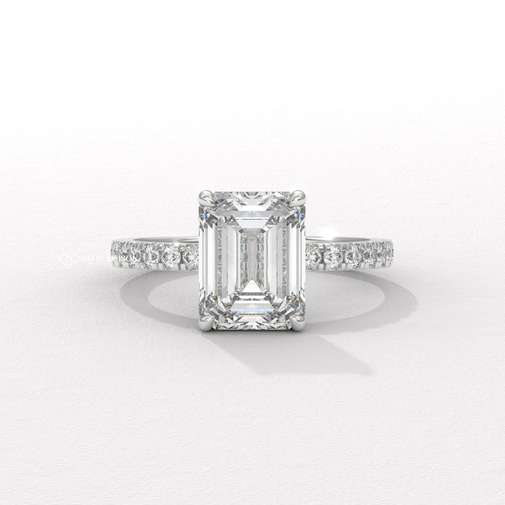 3.0CT-4.0CT Emerald Moissanite Diamond Hidden Halo Engagement Ring