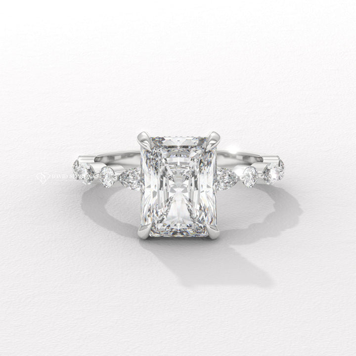 3.50CT-4.50CT Radiant Moissanite Diamond Marquise Pave Engagement Ring
