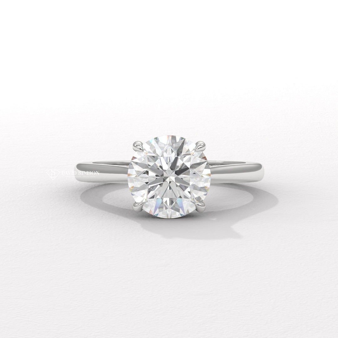 2.0CT-3.0CT Round Moissanite Diamond Hidden Halo Bridge Set Engagement Ring