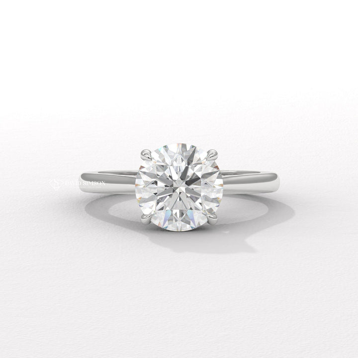 2.0CT-3.0CT Round Moissanite Diamond Hidden Halo Bridge Set Engagement Ring