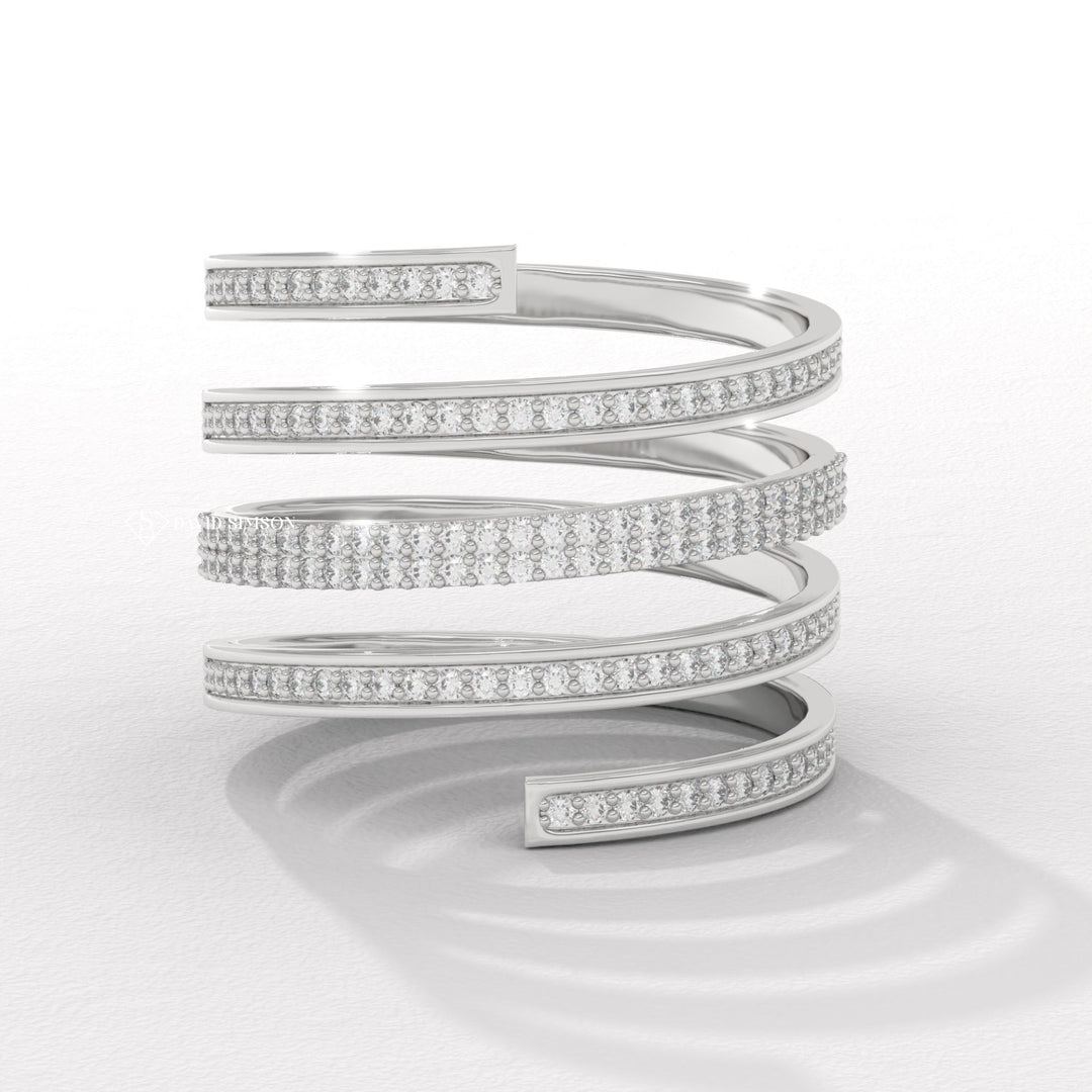 Round Cut Moissanite Diamond Channel Set Spring Wedding Band