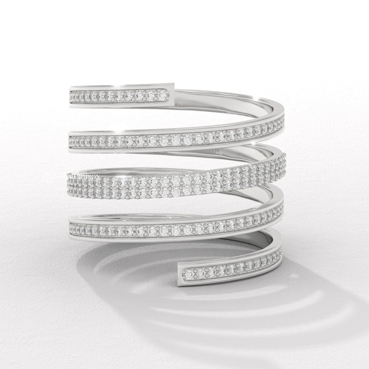 Round Cut Moissanite Diamond Channel Set Spring Wedding Band