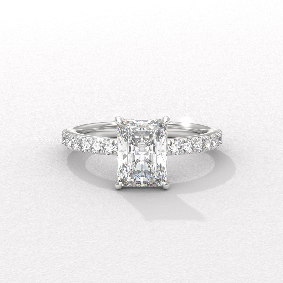 1.50CT-2.50CT Radiant Moissanite Diamond Hidden Halo Pave Engagement Ring