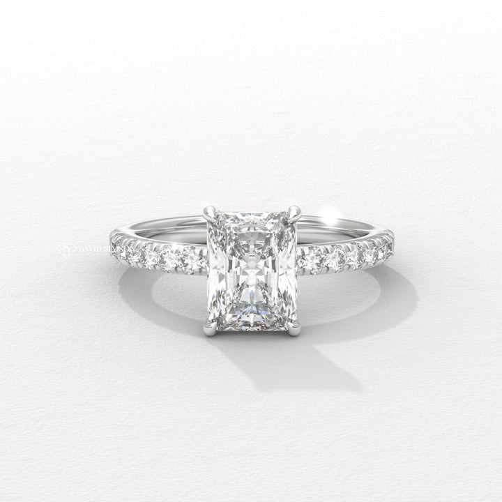 1.50CT-2.50CT Radiant Moissanite Diamond Hidden Halo Pave Engagement Ring