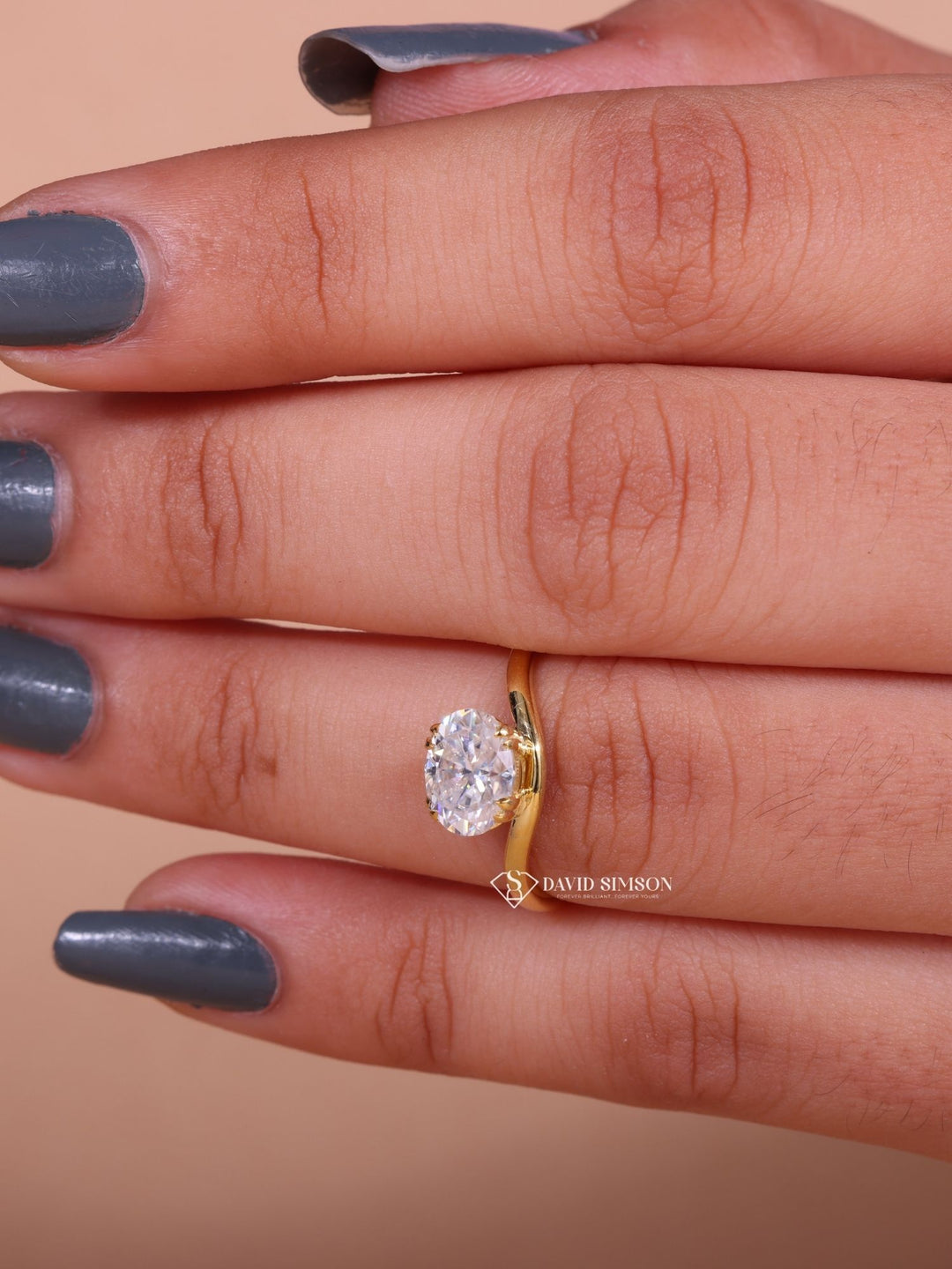 2.50CT-3.50CT East West Oval Cut Moissanite Wave Diamond Engagement Ring