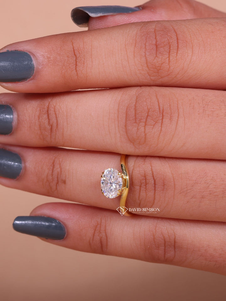 2.50CT-3.50CT East West Oval Cut Moissanite Wave Diamond Engagement Ring